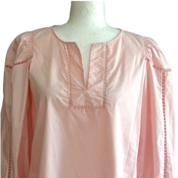 Loft Blouse Top Light Pink 3/4 Puff Sleeve V-Neck Cut Out Detail Top Size XS - Picture 3 of 9